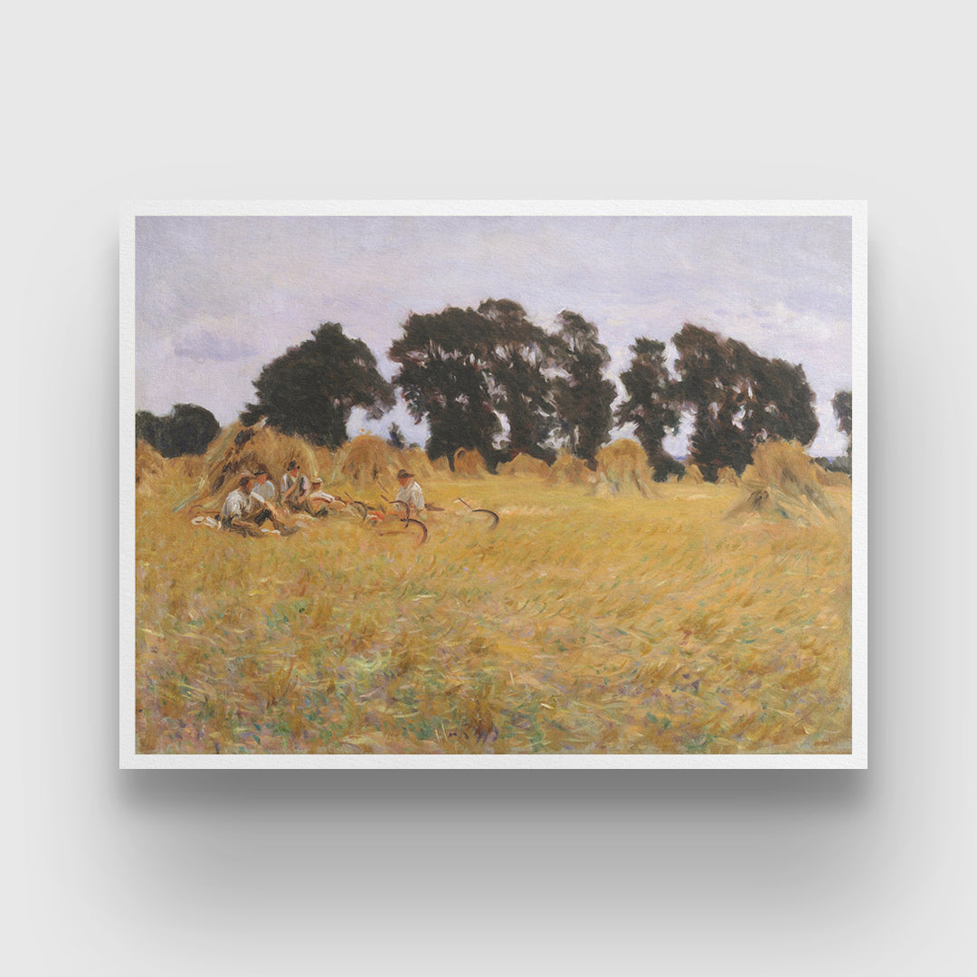 Reapers Resting in a Wheat Field Painting 3 : 4 Horizontal New Premium Wall Art Canvas by MeriDeewar