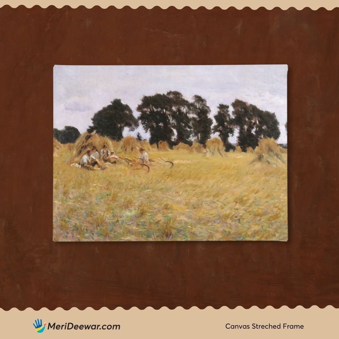 Reapers Resting in a Wheat Field Painting 3 : 4 Horizontal New Premium Wall Art Canvas by MeriDeewar