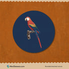 Red and Green Macaw Painting Circular Canvas Frame Circular Canvas Frame Premium Wall Art Canvas by MeriDeewar