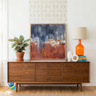 Red Earth Blue Rain | Monsoon Abstract Wall Art 1 : 1 Square Premium Wall Art Canvas by MeriDeewar