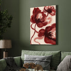 Red Floral Painting for Living Room | Maroon Poppy Wall Art | Giclée Fine Art Print 2 : 3 Vertical Premium Wall Art Canvas by MeriDeewar