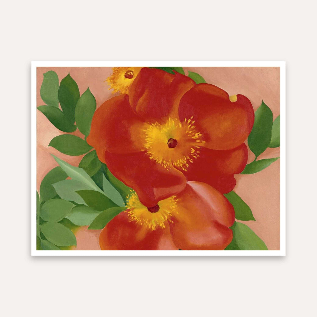 Red Flower Painting for Living Room | Georgia O'Keeffe Floral Wall Art | Giclée Print 4 : 3 Horizontal Premium Wall Art Canvas by MeriDeewar