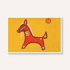 "Red Horse" Jamini Roy Painting | Fine Art Wall Art 3 : 2 Horizontal Premium Wall Art Canvas by MeriDeewar