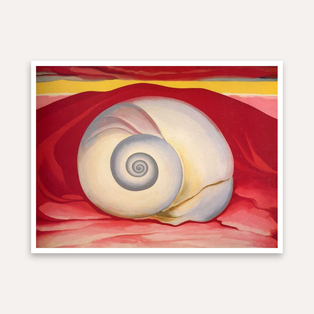 Red Shell Painting for Living Room | Georgia O'Keeffe Spiral Nature Wall Art | Giclée Print 4 : 3 Horizontal Premium Wall Art Canvas by MeriDeewar