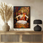 Regal Chhatrapati Shivaji Maharaj Throne Portrait | Edge-to-Edge Impasto Oil Painting Print 2 : 3 Vertical Premium Wall Art Canvas by MeriDeewar