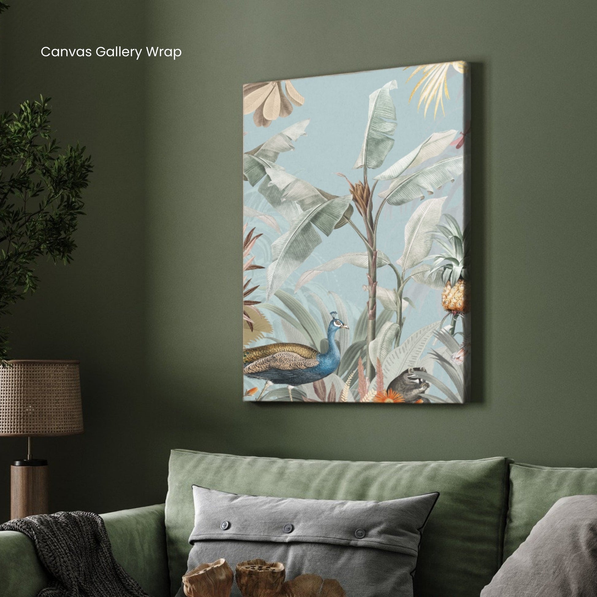 Regal Peacock Study — Vintage Botanical Bird Print 2 : 3 Vertical Premium Wall Art Canvas by MeriDeewar
