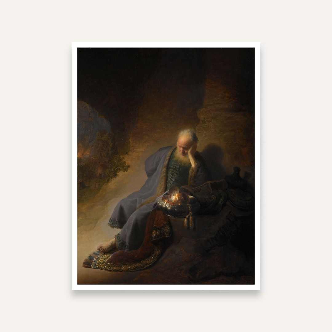 Rembrandt Destruction of Jerusalem Painting for Living Room | Classic Wall Art Print 3 : 4 Vertical Premium Wall Art Canvas by MeriDeewar