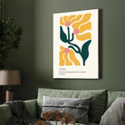 Retro Abstract Zinnia Botanical Poster | Yellow & Teal Framed Print 2 : 3 Vertical Premium Wall Art Canvas by MeriDeewar