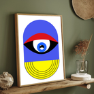 Retro Geometric Abstract Eye Wall Art | Retro Pop Art Framed Print 2 : 3 Vertical Premium Wall Art Canvas by MeriDeewar