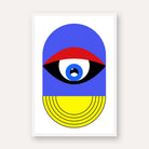 Retro Geometric Abstract Eye Wall Art | Retro Pop Art Framed Print 2 : 3 Vertical Premium Wall Art Canvas by MeriDeewar