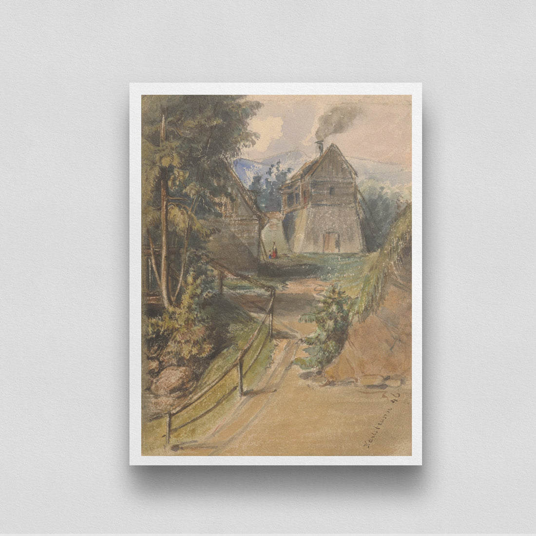 Retro Village Portrait 3 : 4 Vertical New Premium Wall Art Canvas by MeriDeewar