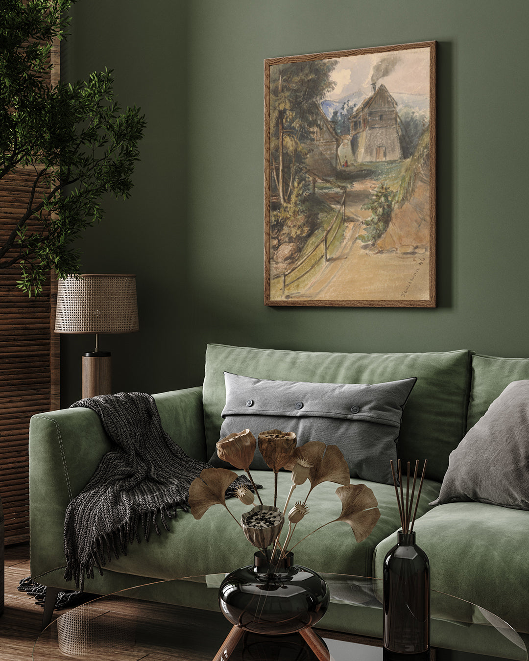 Retro Village Portrait 3 : 4 Vertical New Premium Wall Art Canvas by MeriDeewar
