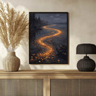 River of Light Floating Diyas Wall Art | Serene Ganges Night Oil Painting Print 2 : 3 Vertical Premium Wall Art Canvas by MeriDeewar
