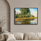 Riverside Serenity – Peaceful Landscape Wall Art 2 : 3 Horizontal Premium Wall Art Canvas by MeriDeewar