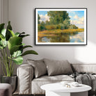 Riverside Serenity – Peaceful Landscape Wall Art 2 : 3 Horizontal Premium Wall Art Canvas by MeriDeewar