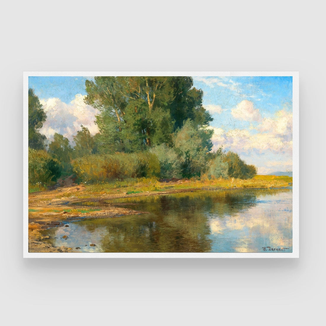 Riverside Serenity – Peaceful Landscape Wall Art 2 : 3 Horizontal Premium Wall Art Canvas by MeriDeewar