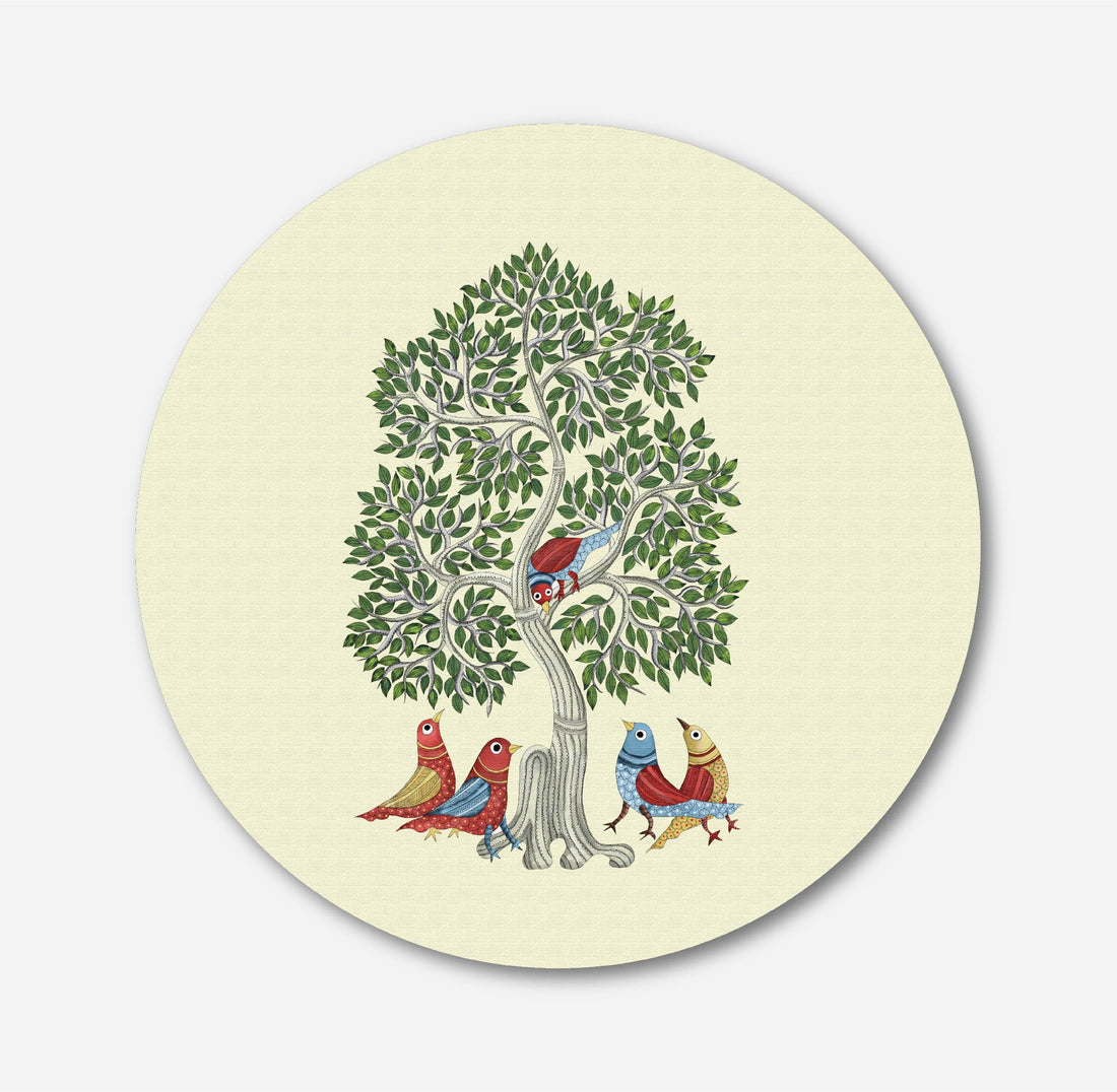 Rose-Ringed Parakeet Circular Canvas Frame Circular Canvas Frame Premium Wall Art Canvas by MeriDeewar