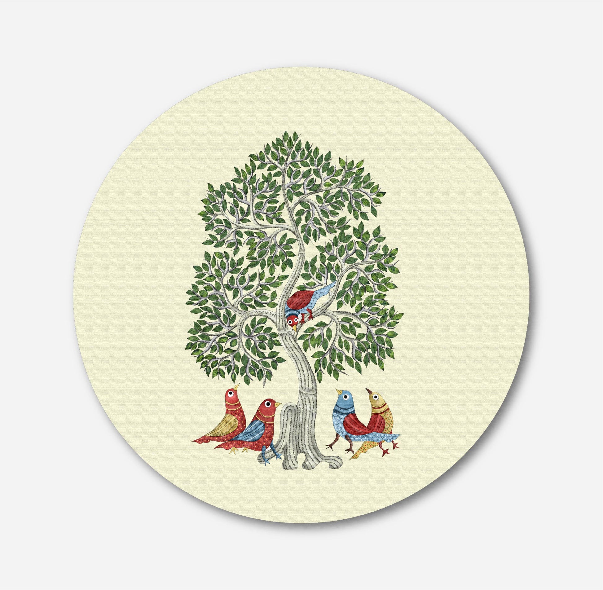 Rose-Ringed Parakeet Circular Canvas Frame Circular Canvas Frame Premium Wall Art Canvas by MeriDeewar
