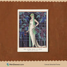 Roses at Night - Evening Dress Artwork by George Barbier 3 : 4 Vertical New Premium Wall Art Canvas by MeriDeewar