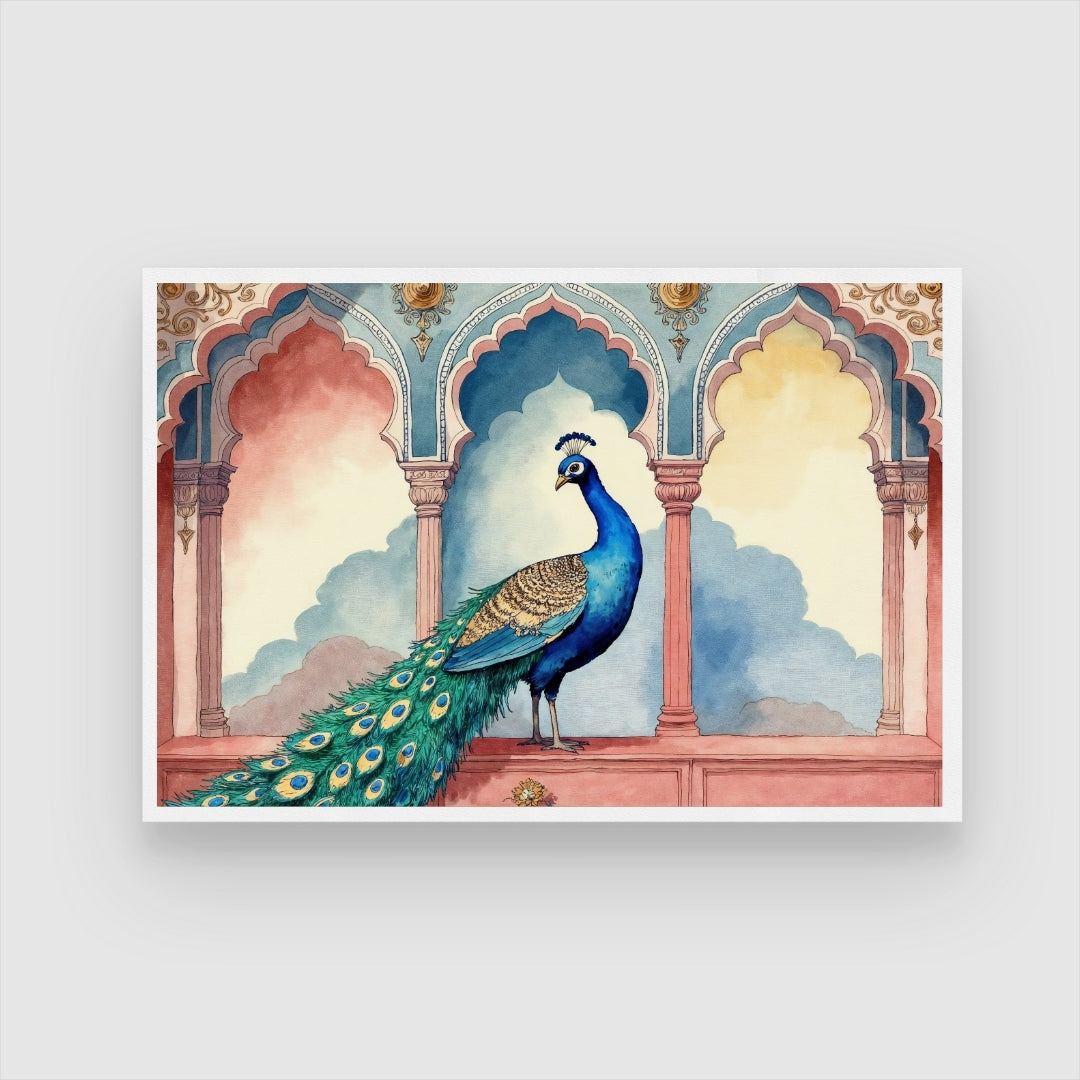 Royal Peacock – Heritage Indian Wall Art Canvas Painting 2 : 3 Horizontal Premium Wall Art Canvas by MeriDeewar