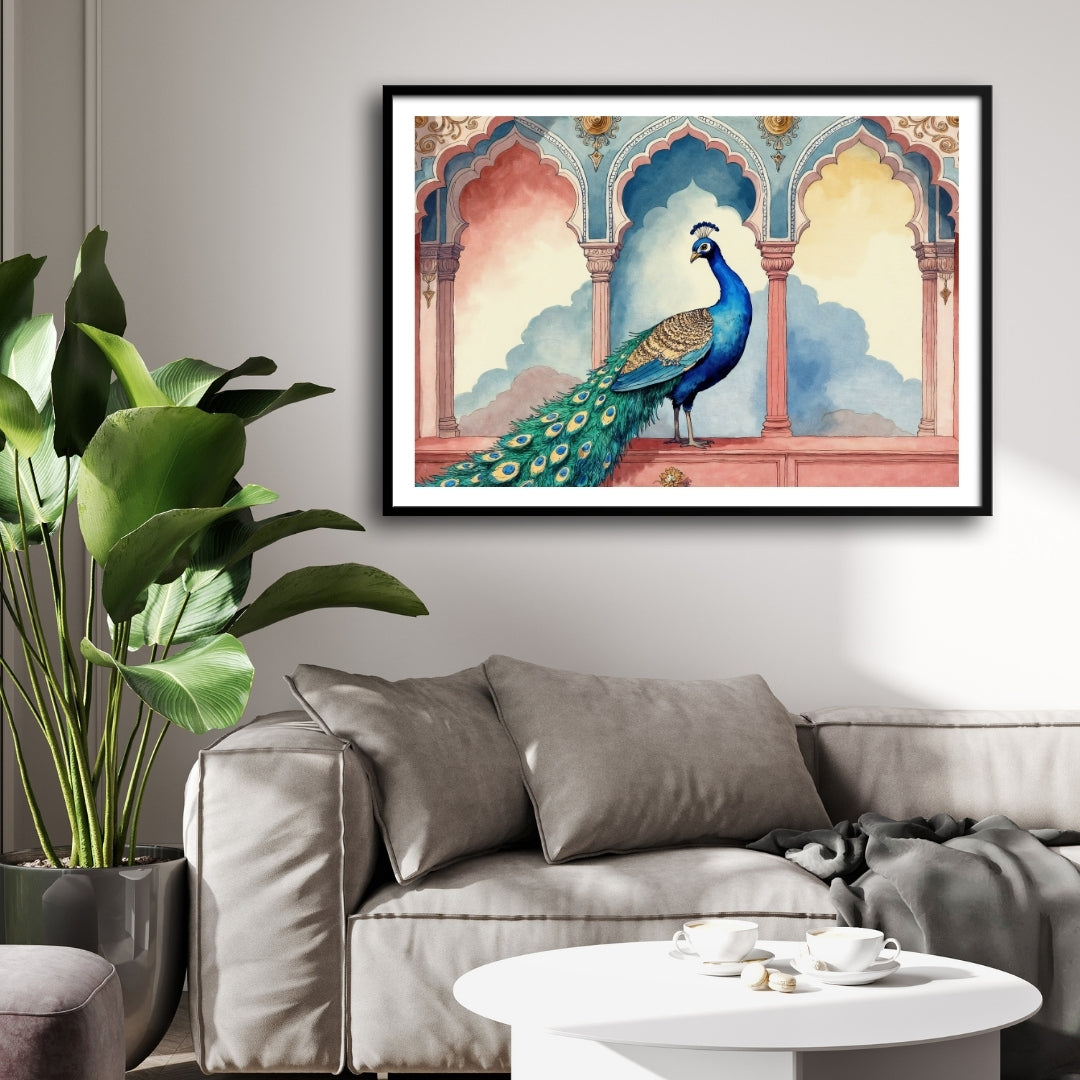 Royal Peacock – Heritage Indian Wall Art Canvas Painting 2 : 3 Horizontal Premium Wall Art Canvas by MeriDeewar