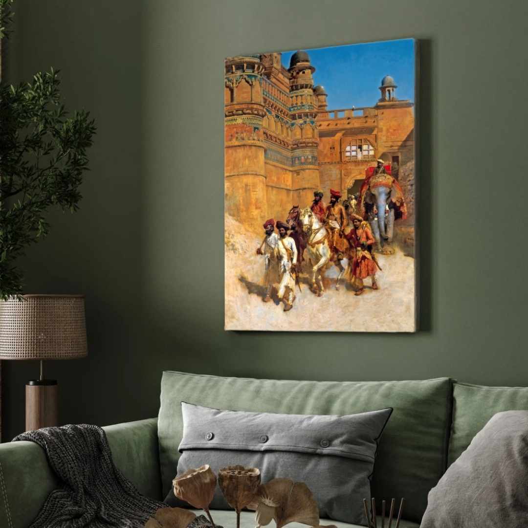 "Royal Procession at the Fort" Classical Oil Painting Giclée Print | Fine Art Wall Art 2 : 3 Vertical Premium Wall Art Canvas by MeriDeewar