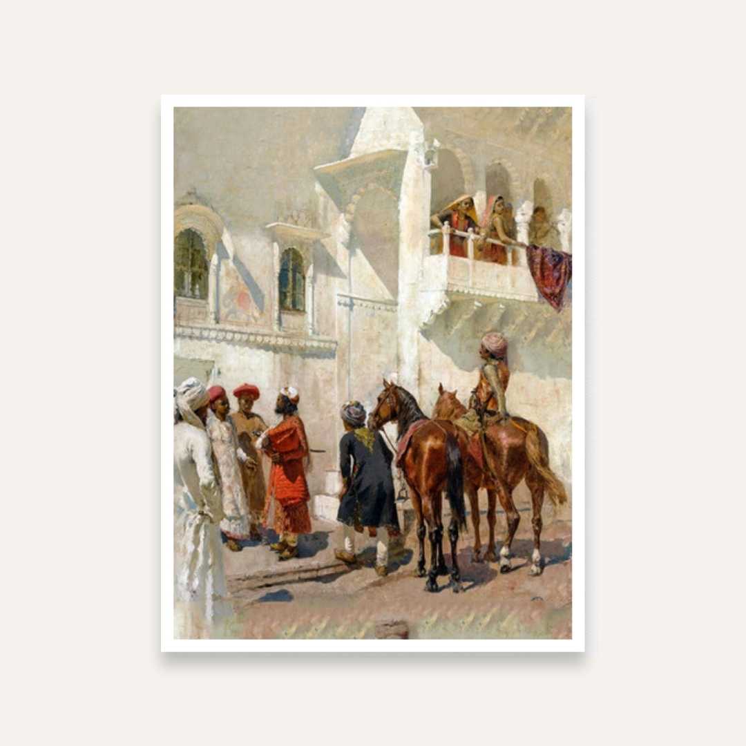 Royal Rajasthani Painting for Living Room | Indian Heritage Horse Art | MeriDeewar 5 : 6 Vertical Premium Wall Art Canvas by MeriDeewar