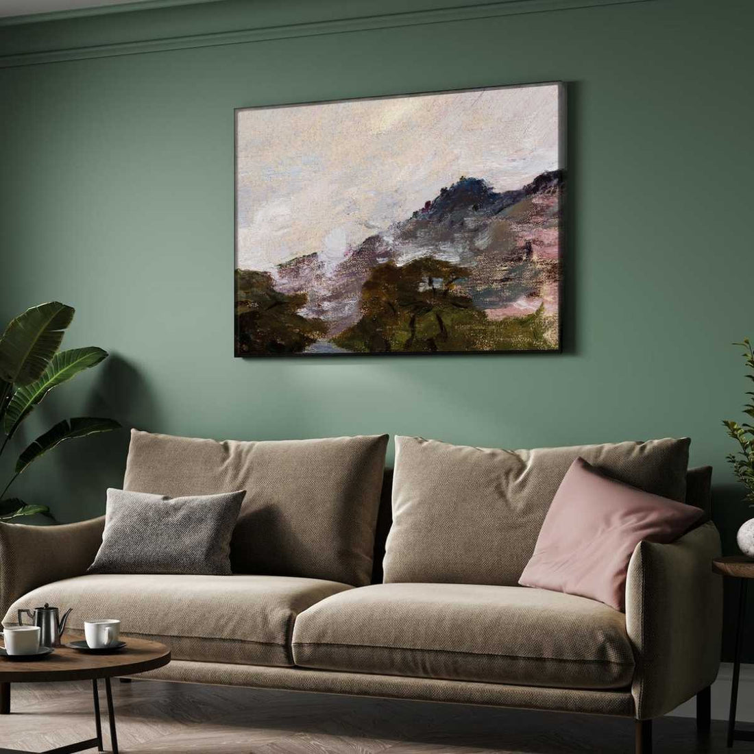 Rugged Himalayas Mountain Landscape Oil Painting | Horizontal Framed Print 4 : 3 Horizontal Premium Wall Art Canvas by MeriDeewar