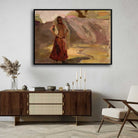 Rural Indian Woman Oil Painting | Horizontal Framed Print 4 : 3 Horizontal Premium Wall Art Canvas by MeriDeewar