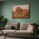 Rustic Indian Fort Architecture Oil Painting | Horizontal Framed Print 4 : 3 Horizontal Premium Wall Art Canvas by MeriDeewar