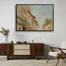 Rustic Indian Street Scene Oil Painting | Horizontal Framed Print 4 : 3 Horizontal Premium Wall Art Canvas by MeriDeewar