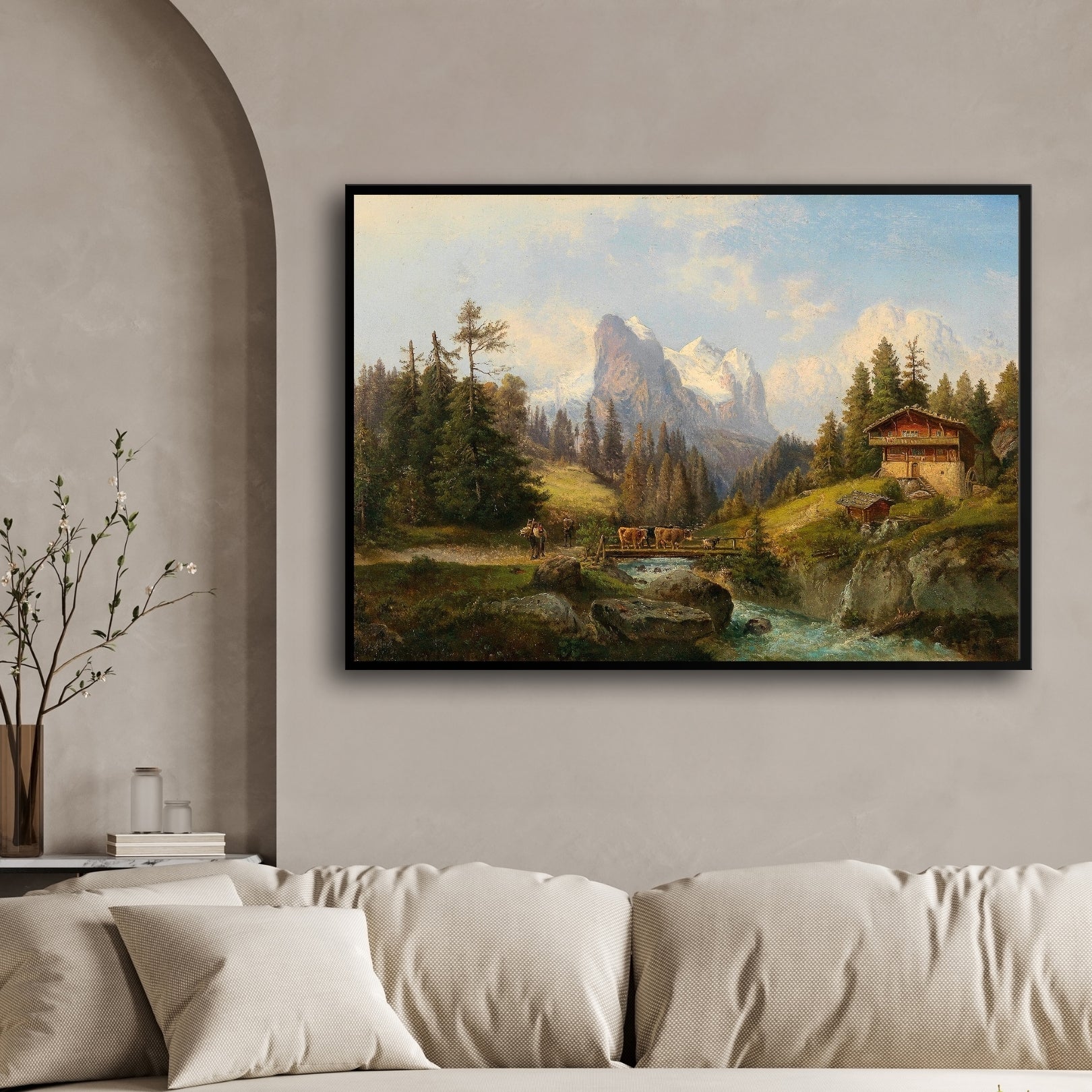 Rustic Mountain Village Wall Art 2 : 3 Horizontal Premium Wall Art Canvas by MeriDeewar