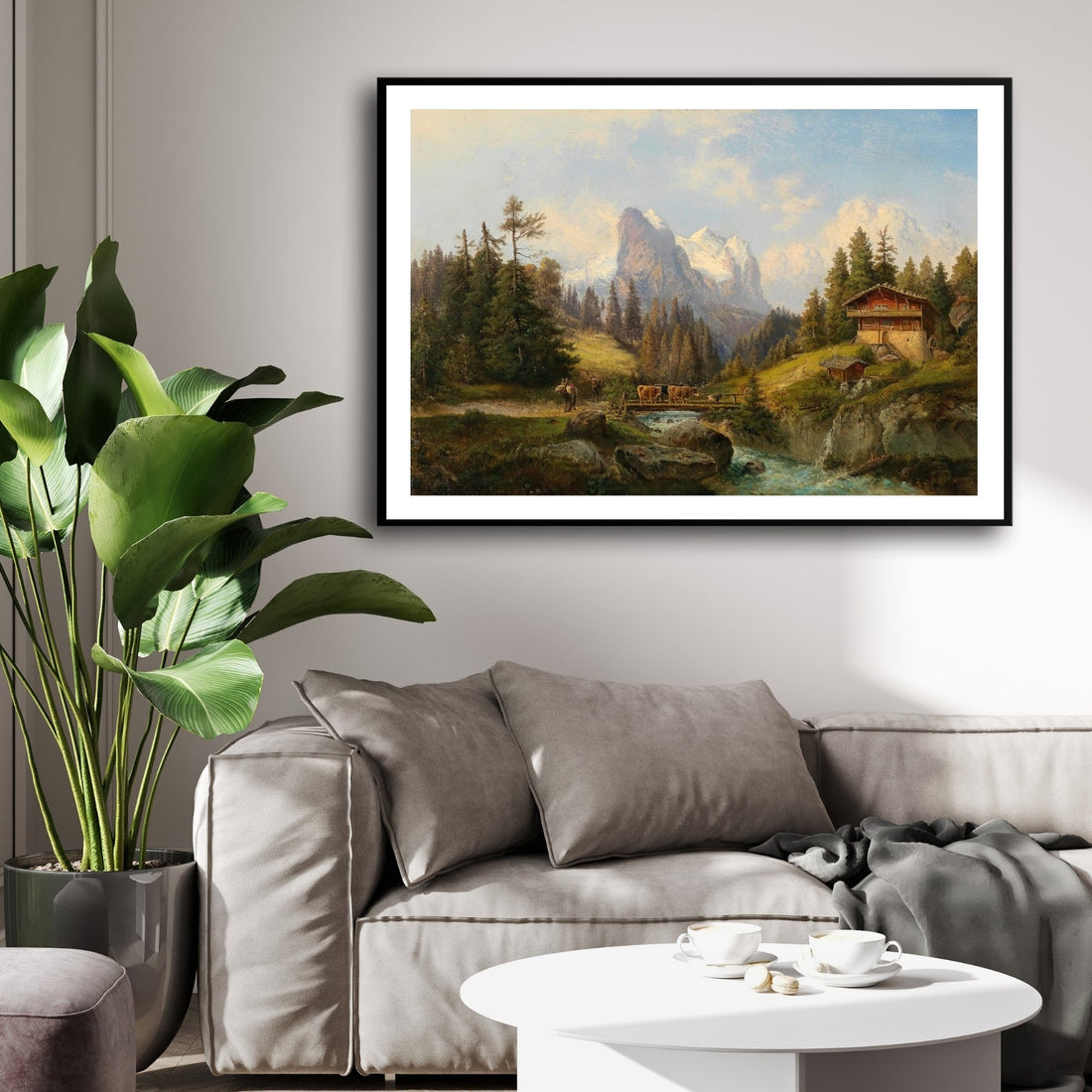 Rustic Mountain Village Wall Art 2 : 3 Horizontal Premium Wall Art Canvas by MeriDeewar