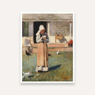 Rustic Village Woman Painting for Living Room | Winslow Homer Farmhouse Wall Art 4 :5 Vertical Premium Wall Art Canvas by MeriDeewar