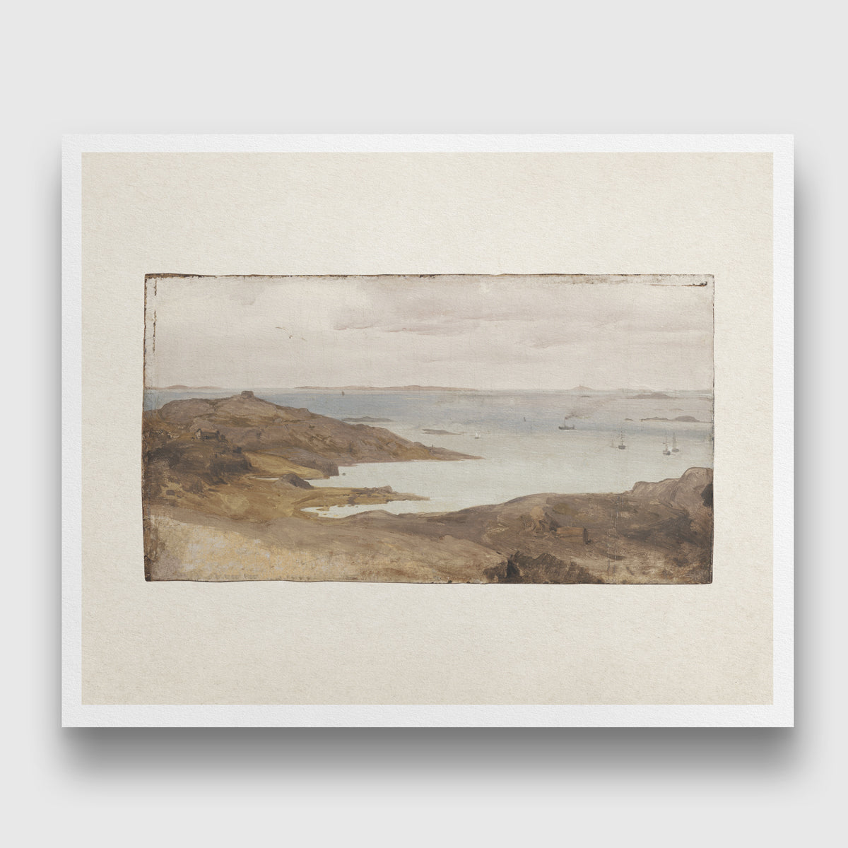 Rustic Vintage European Country Mountain Lake Oil Painting 3 : 4 Horizontal New Premium Wall Art Canvas by MeriDeewar