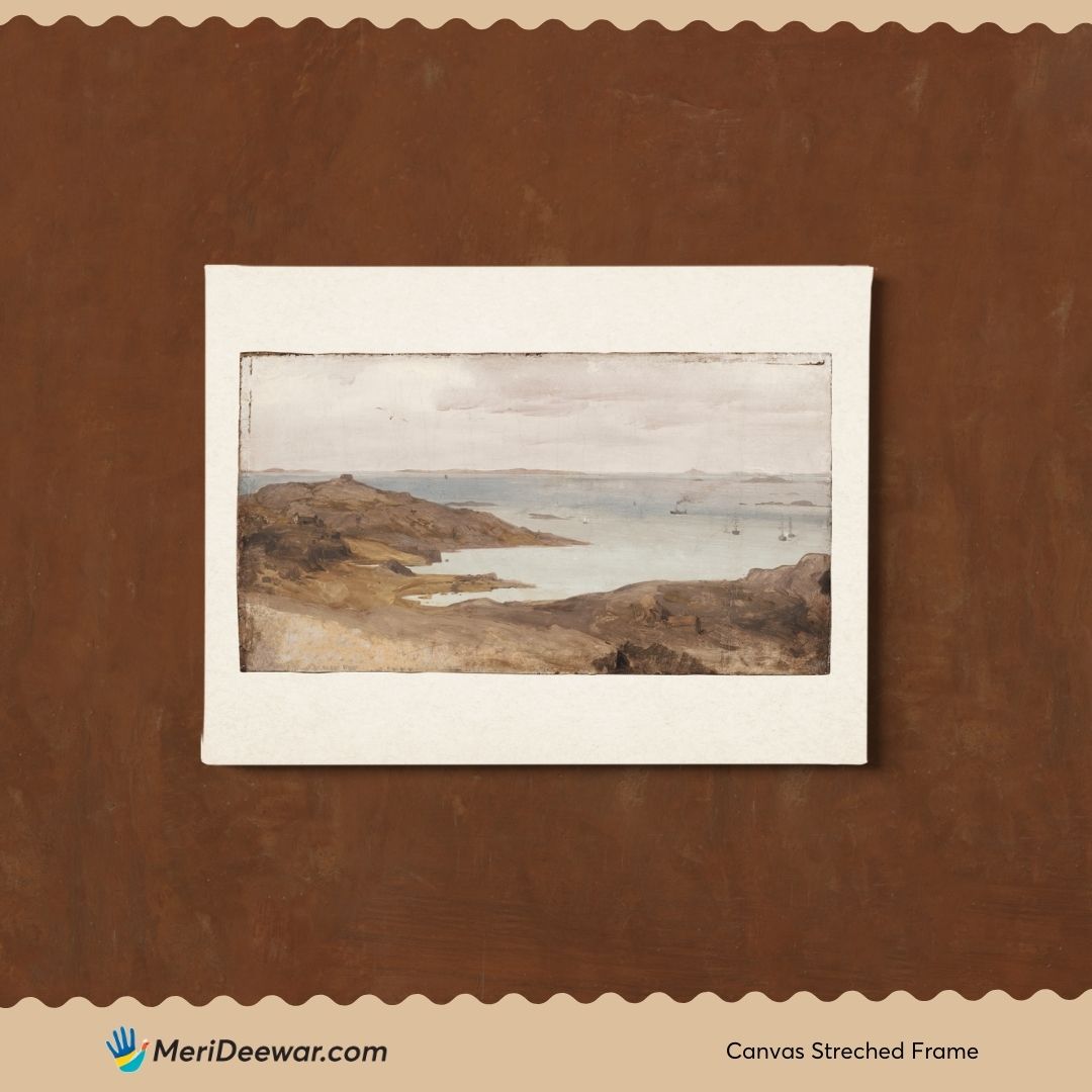 Rustic Vintage European Country Mountain Lake Oil Painting 3 : 4 Horizontal New Premium Wall Art Canvas by MeriDeewar