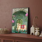 Sacred Cow Procession Under Palm Trees – Traditional Pichwai Wall Art 2 : 3 Vertical Premium Wall Art Canvas by MeriDeewar