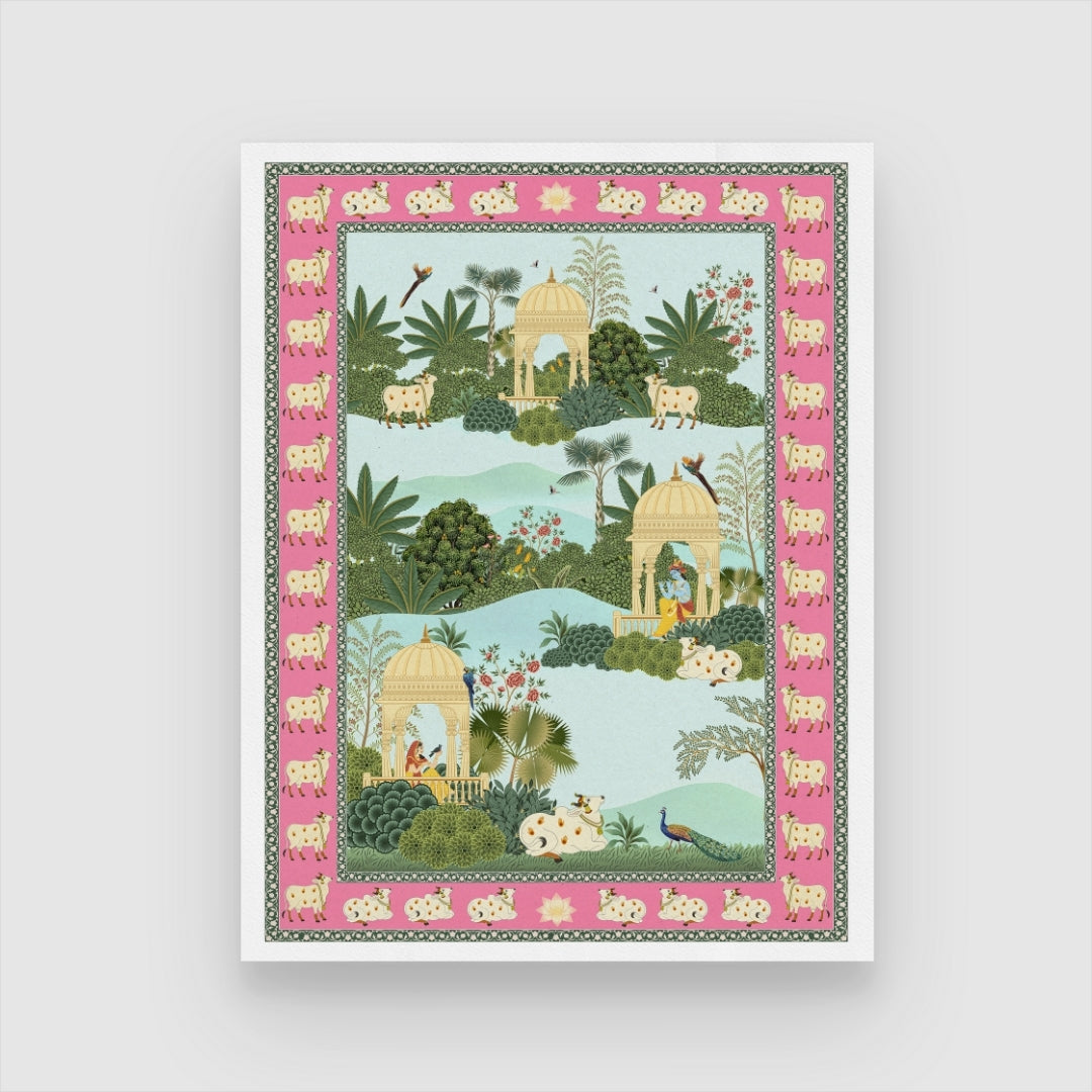 Sacred Cow Vastu Friendly Painting 3 : 4 Vertical New Premium Wall Art Canvas by MeriDeewar