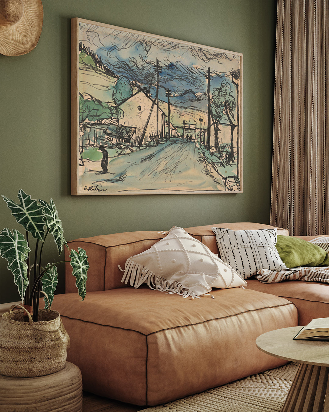 Sad in The Village by Arnold Peter Weisz-Kubínčan 3 : 4 Horizontal New Premium Wall Art Canvas by MeriDeewar