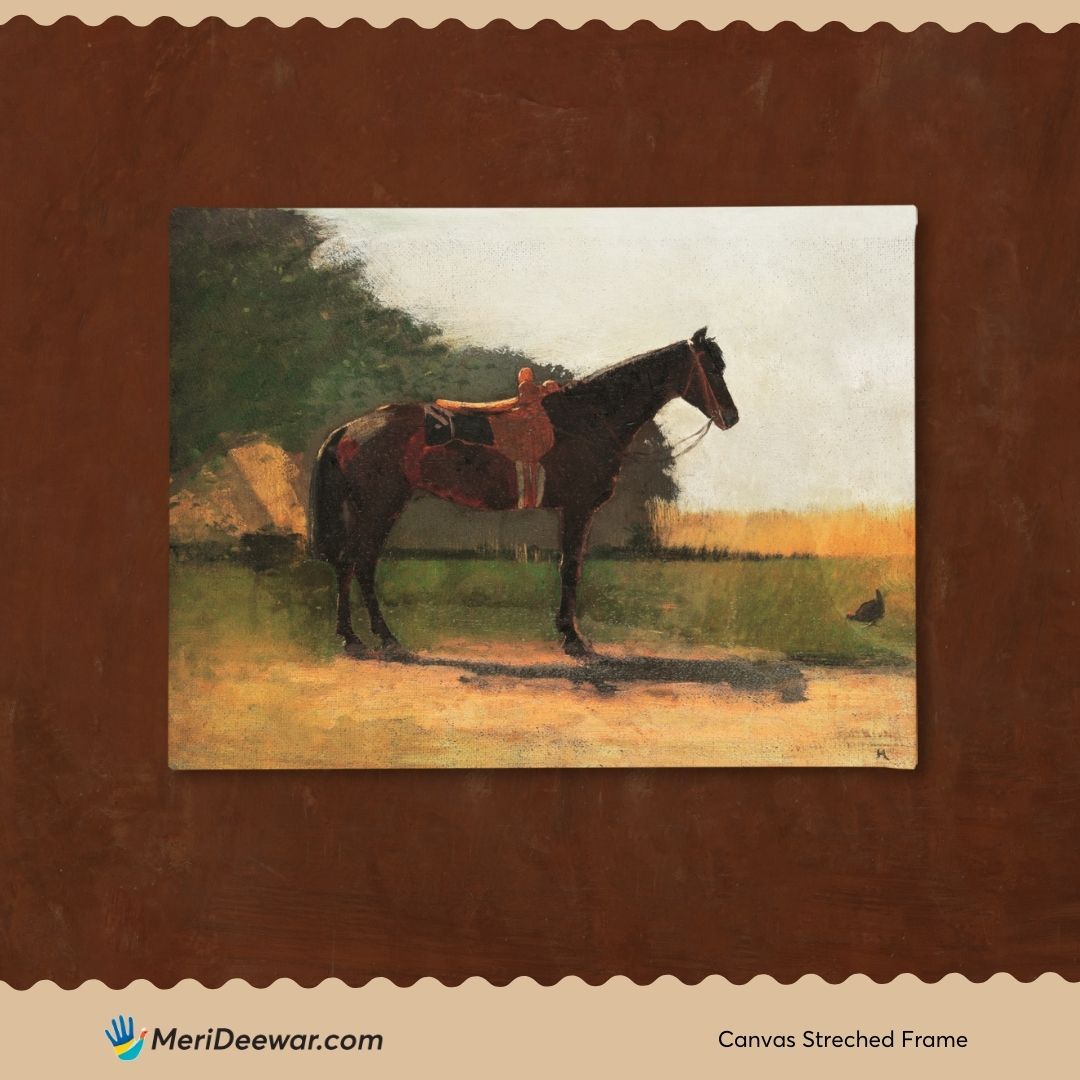 Saddle Horse in Farm Yard Painting By Winslow Homer 3 : 4 Horizontal New Premium Wall Art Canvas by MeriDeewar