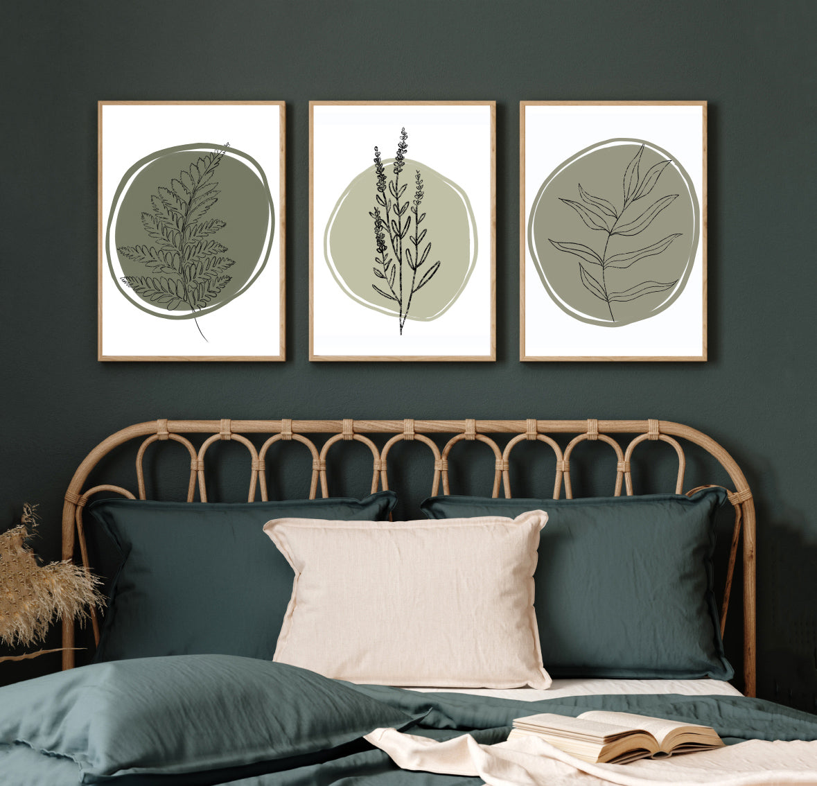 sage green wall art set of 3 Walls Premium Wall Art Canvas by MeriDeewar