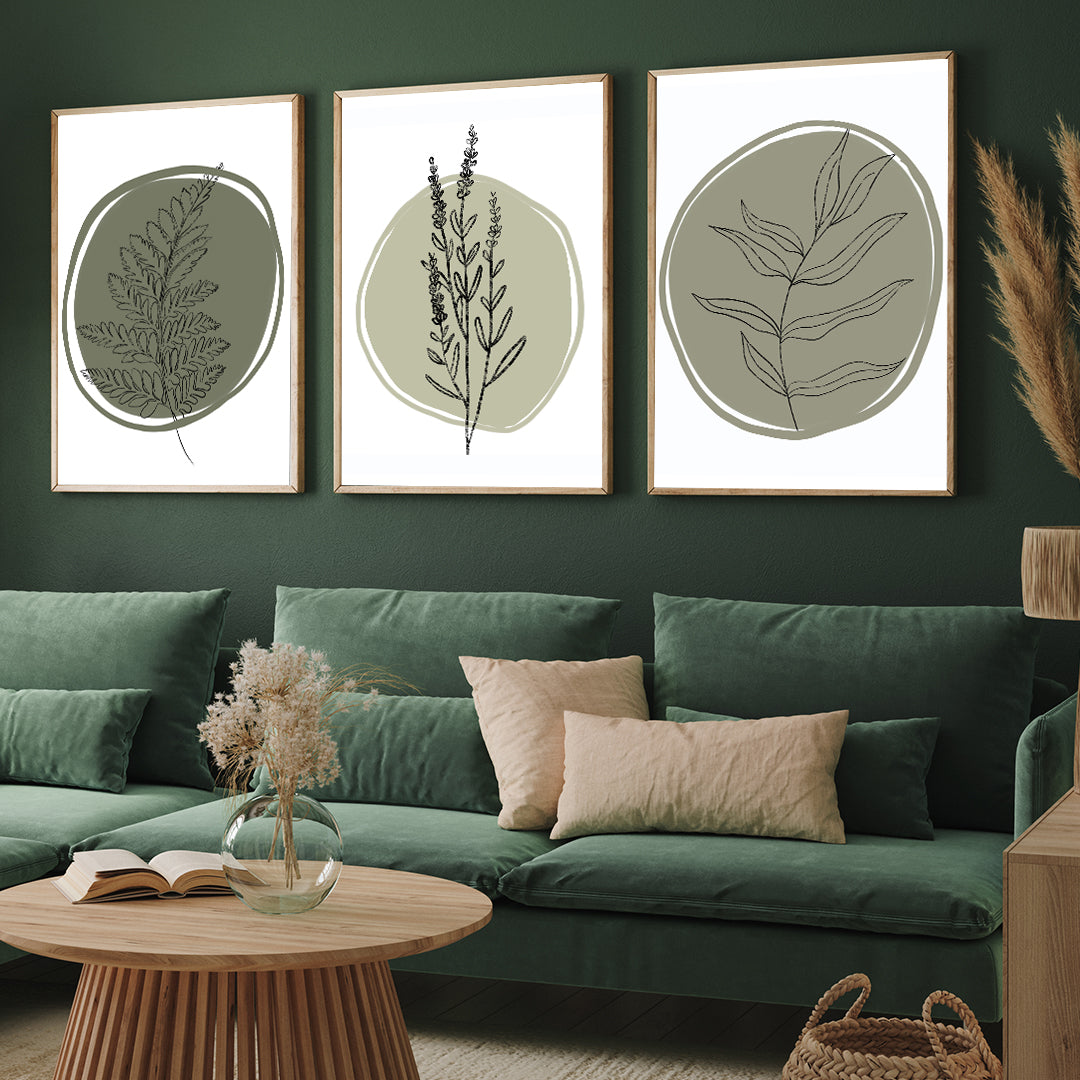 sage green wall art set of 3 Walls Premium Wall Art Canvas by MeriDeewar