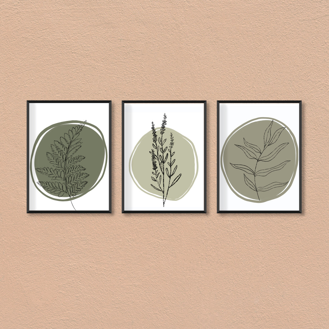 sage green wall art set of 3 Walls Premium Wall Art Canvas by MeriDeewar