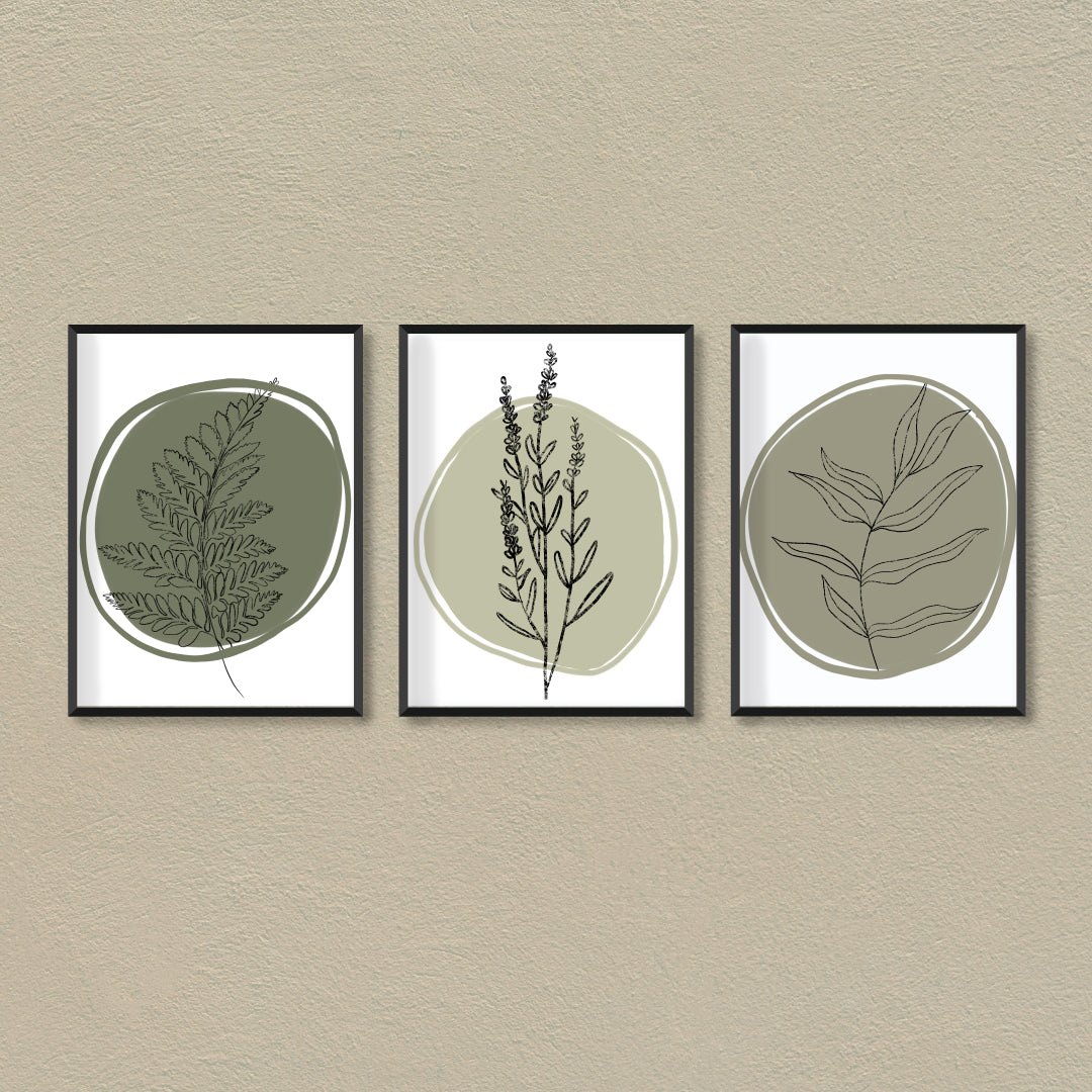 sage green wall art set of 3 Walls Premium Wall Art Canvas by MeriDeewar