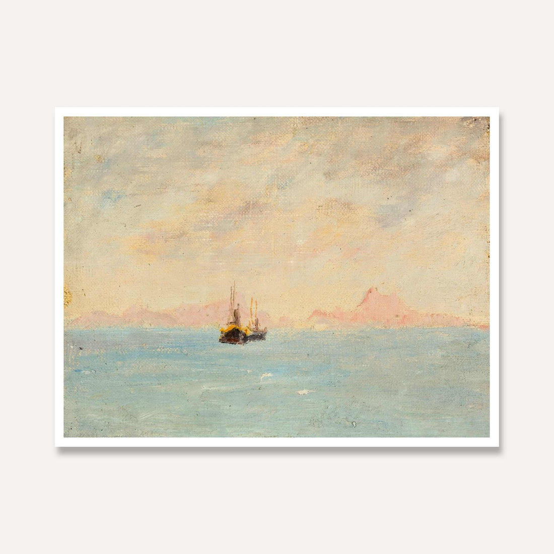 Sailboat Seascape Oil Painting | Horizontal Framed Print 4 : 3 Horizontal Premium Wall Art Canvas by MeriDeewar