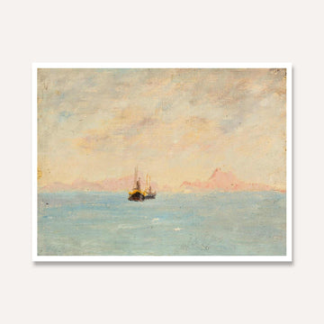 Sailboat Seascape Oil Painting | Horizontal Framed Print 4 : 3 Horizontal Premium Wall Art Canvas by MeriDeewar