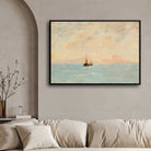 Sailboat Seascape Oil Painting | Horizontal Framed Print 4 : 3 Horizontal Premium Wall Art Canvas by MeriDeewar