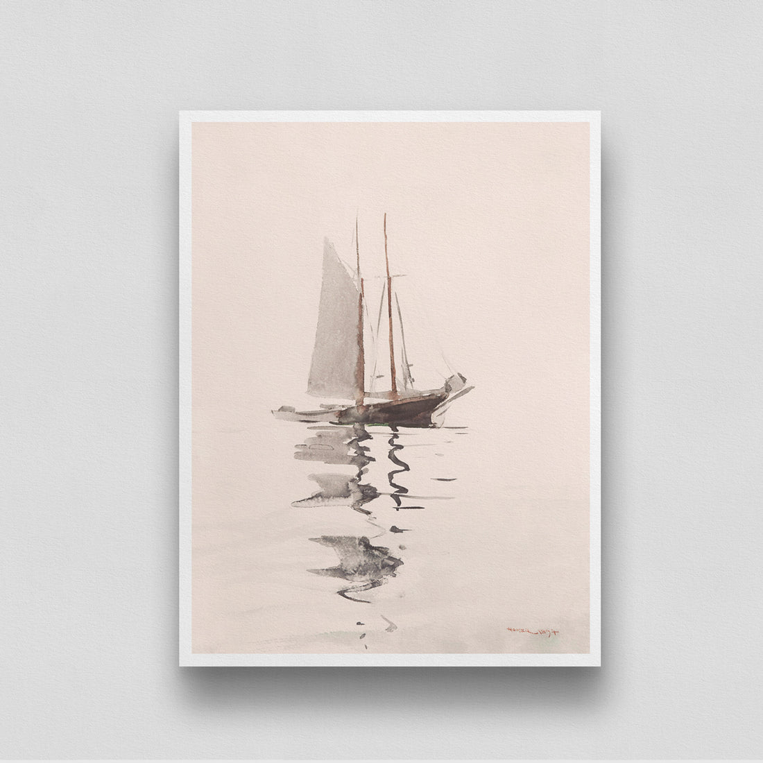 Sailboat Vintage Painting 3 : 4 Vertical New Premium Wall Art Canvas by MeriDeewar