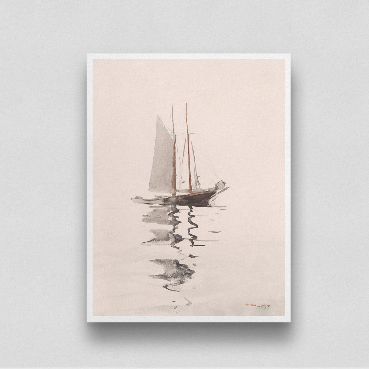 Sailboat Vintage Painting 3 : 4 Vertical New Premium Wall Art Canvas by MeriDeewar