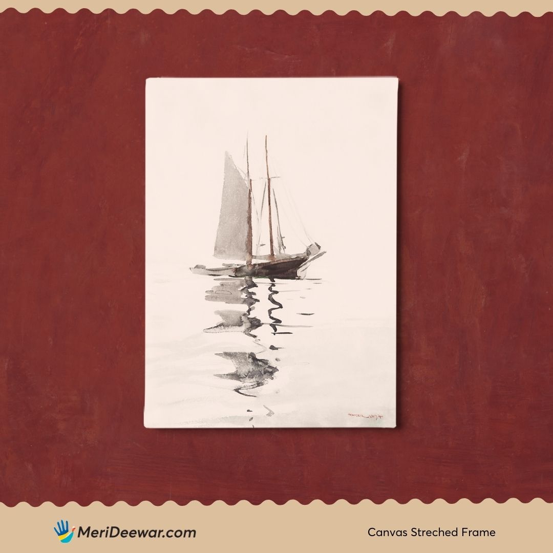 Sailboat Vintage Painting 3 : 4 Vertical New Premium Wall Art Canvas by MeriDeewar